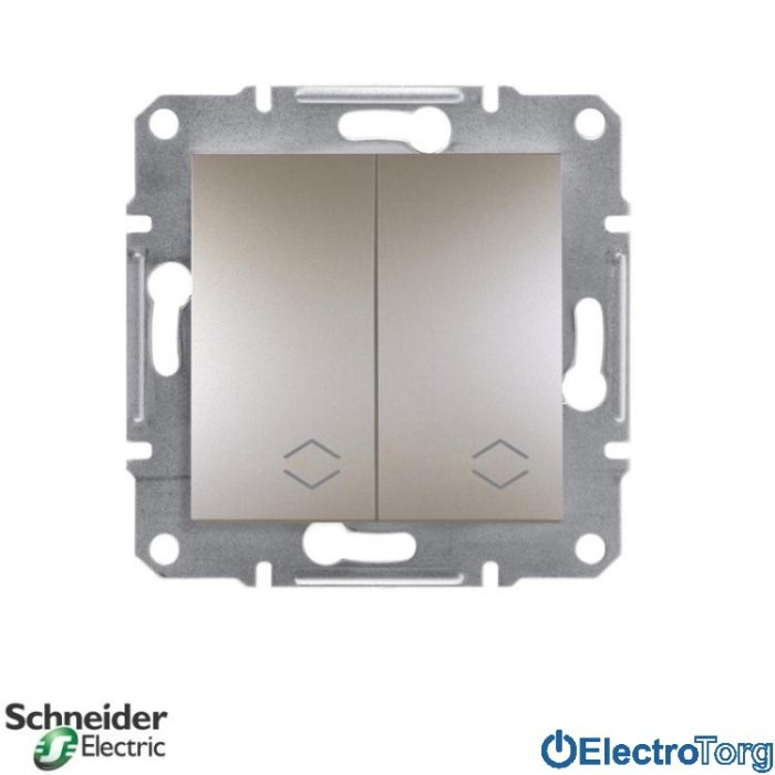 Переключатель двухклавишный бронза Asfora Schneider Electric (Шнайдер Электрик)