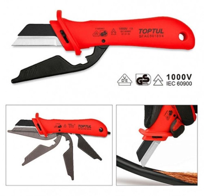 купить купить Нож для снятия изоляции с пяткой TOPTUL 1000V VDE SFAC5018V4  