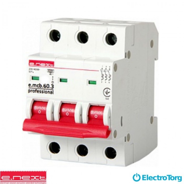 купить купить Авт. выкл. e.mcb.pro.60.3.B 6, 3р, 6А, В, 6кА e-next  