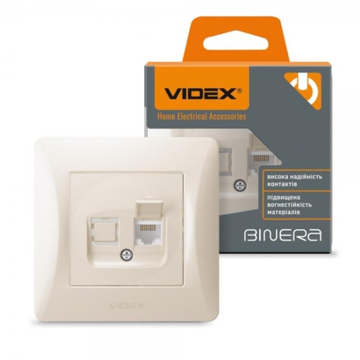 купить купить Розетка CAT6 одинарная компьютерная кремовая VIDEX BINERA  
