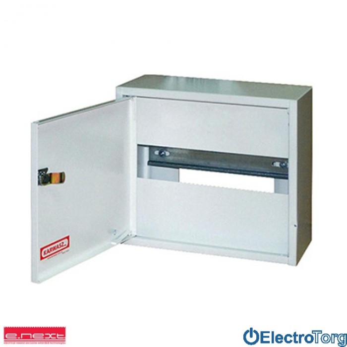 купить купить Щит / Шкаф распределительный e.mbox.RN-6-P-Z мет. навесной, 6 мод. c замком, 215х150х125 мм e-next  