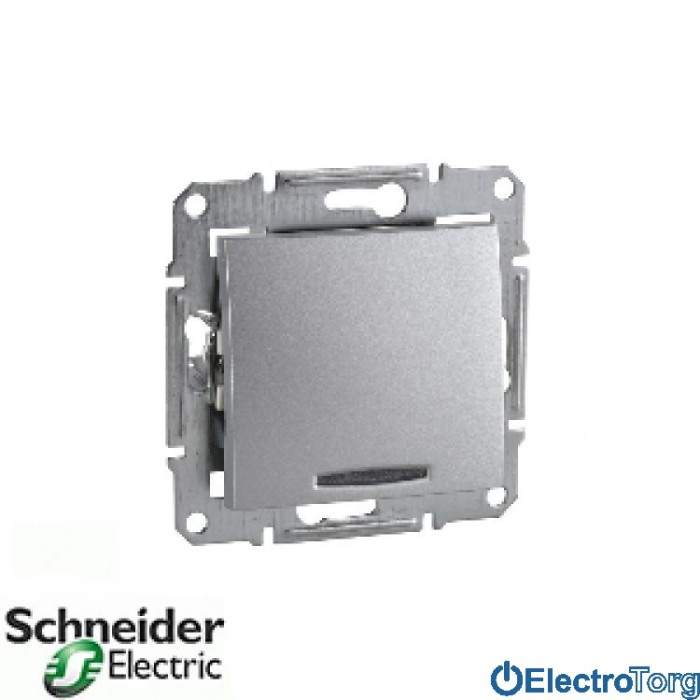 Выключатель 2-х полюсный 1-клавишный 16AX с индикатором алюминиевый Sedna Schneider Electric (Шнайдер Электрик)