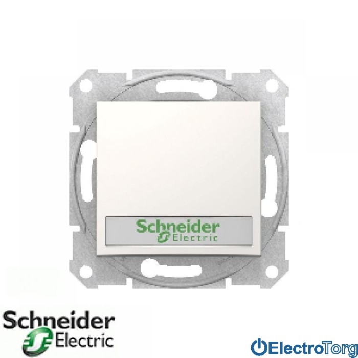 Кнопочный выключатель с надписью с подсветкой модуль слоновая кость Sedna Schneider Electric (Шнайдер Электрик)