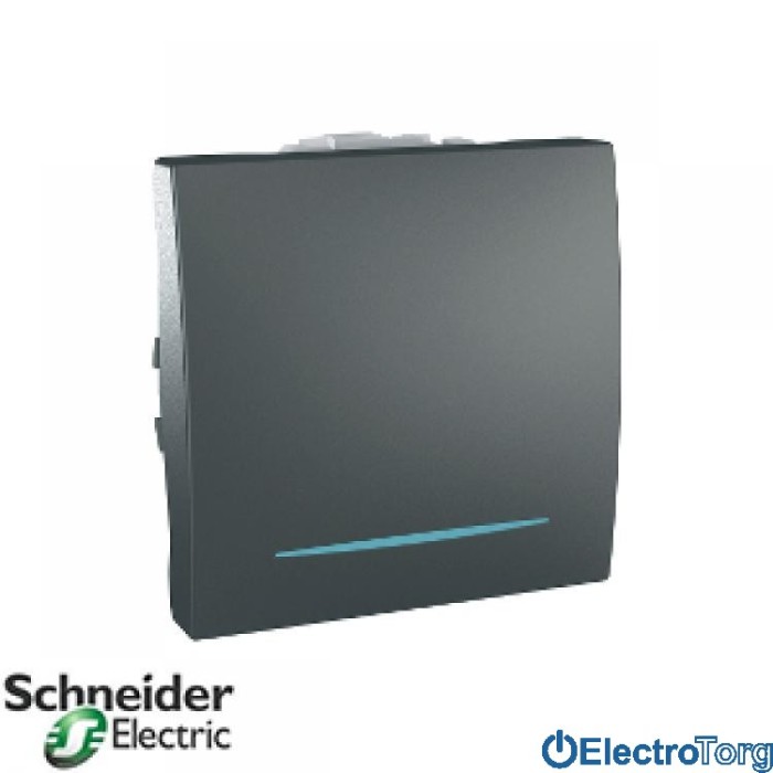 Выключатель кнопочный с подсветкой графитовый Unica Schneider