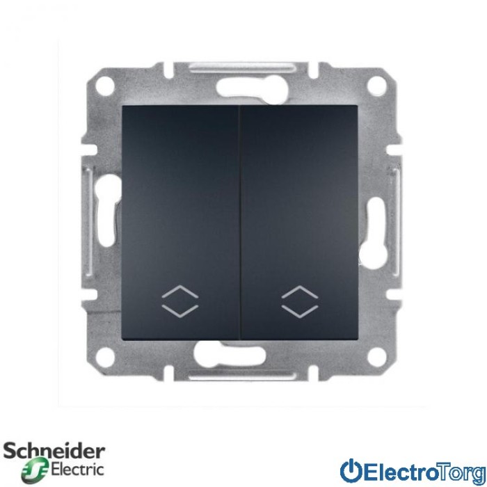 Переключатель двухклавишный антрацит Asfora Schneider Electric (Шнайдер Электрик)