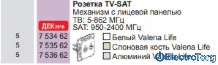 купить купить Механизм розетки телевизионной TV-SAT с топологией шлейф оконечный алюминиевый Valena LIFE Legrand  
