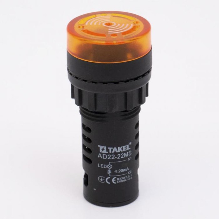 Зумер світлосигнальний AD22-22MS АC/DC 220В, жовтий TAKEL