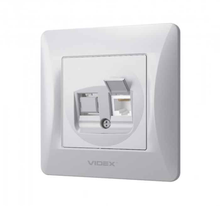 купить купить Розетка CAT6 одинарная компьютерная серебряный шелк VIDEX BINERA  