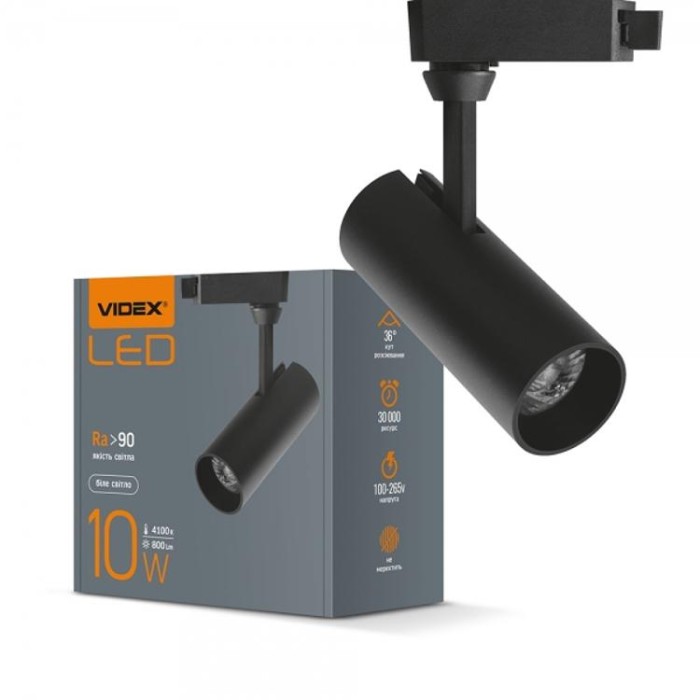 купить купить LED светильник трековый 10W 4100K черный VIDEX  