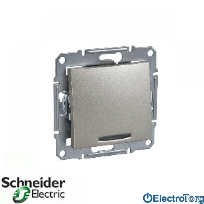 Выключатель 2-х полюсный 1-клавишный 16AX с индикатором титановый Sedna Schneider Electric (Шнайдер Электрик)