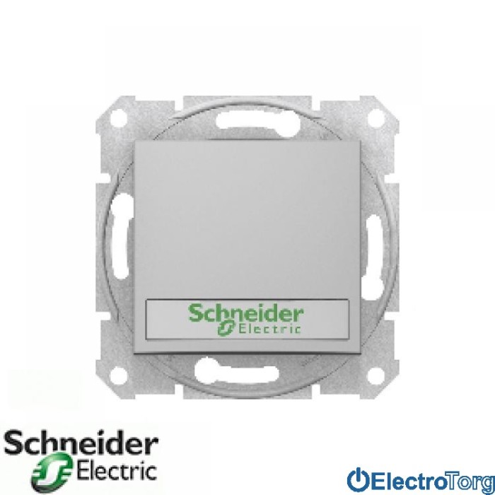 Кнопочный выключатель с надписью с подсветкой алюминиевый Sedna Schneider Electric (Шнайдер Электрик)