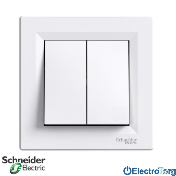 Выключатель кнопочный двухклавишный белый Asfora Schneider Electric (Шнайдер Электрик)