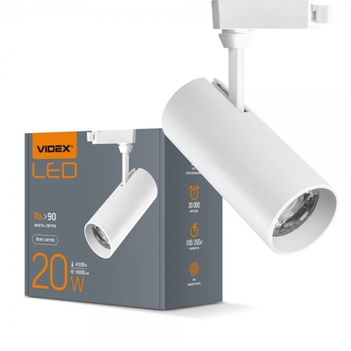 купить купить LED  светильник трековый 20W 4100K белый VIDEX  