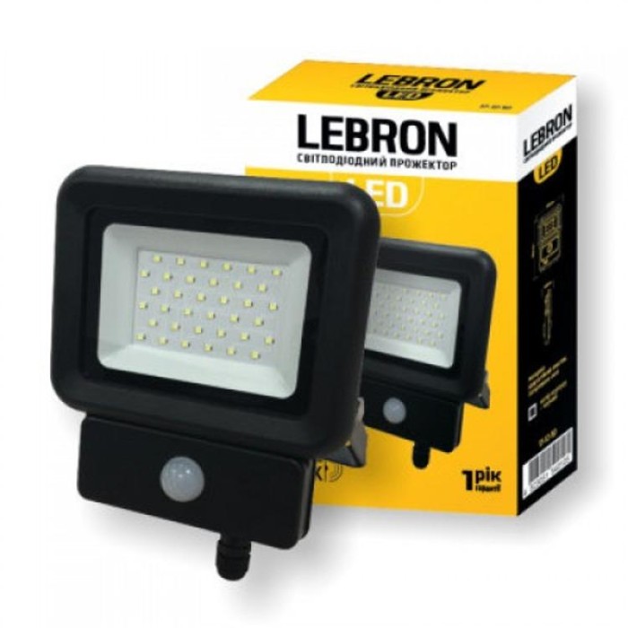 купить купить LED прожектор LF-20S, 20W, 6500K, 1600Lm, 230V, датчик движения ІР65 Lebron  
