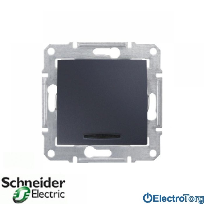 Выключатель 2-х полюсный 1-клавишный 16AX с индикатором графитовый Sedna Schneider Electric (Шнайдер Электрик)