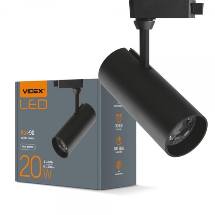купить купить LED светильник трековый 20W 4100K черный VIDEX  