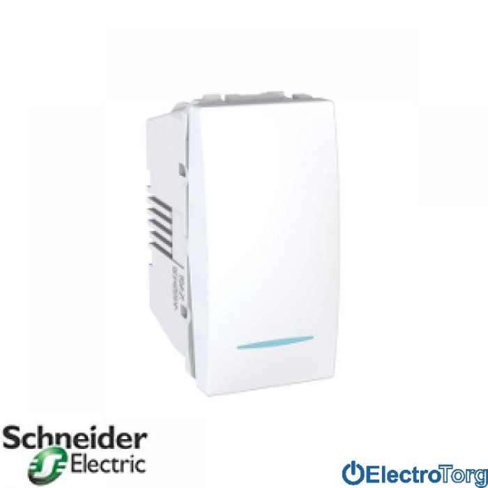 Переключатель перекрёстный 1-клавишный с подсветкой 10AX белый Unica Schneider