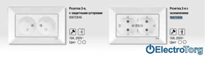 купить купить VI KO MERIDIAN  Розетка двойная с заземлением  