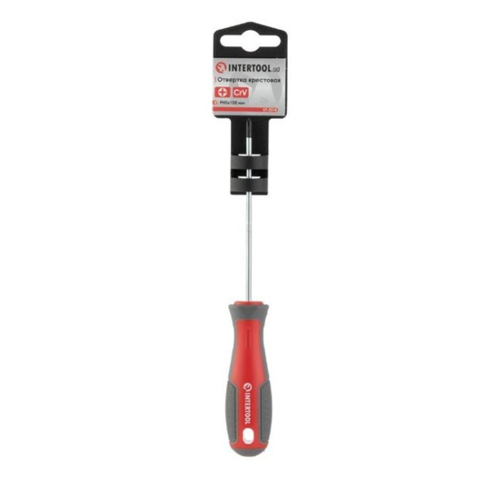 купить купить Отвертка крестовая PH0*100 мм, CR-V INTERTOOL VT-3314  