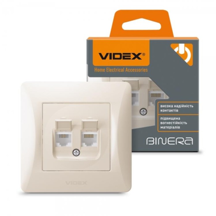 купить купить Розетка CAT6+CAT3 двойная кремовая VIDEX BINERA  