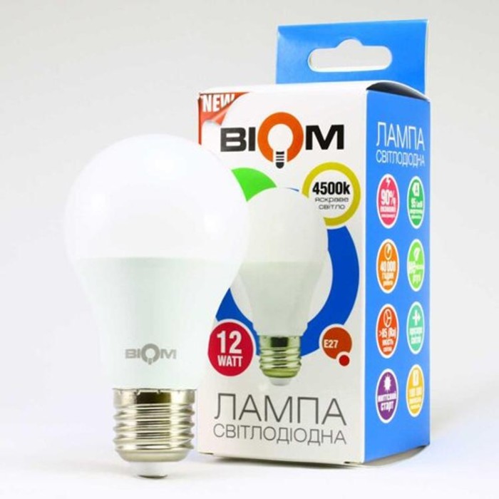 купить купить Светодиодная лампа Biom BT-512 A60 12W E27 4500К матовая  