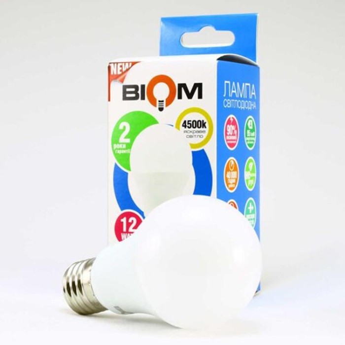 купить купить Светодиодная лампа Biom BT-512 A60 12W E27 4500К матовая  