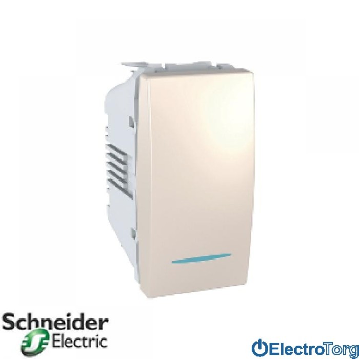 Переключатель перекрёстный 1-клавишный с подсветкой 10AX слоновая кость Unica Schneider