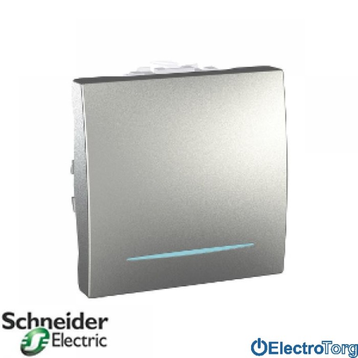 Выключатель кнопочный с подсветкой графитовый Unica Schneider