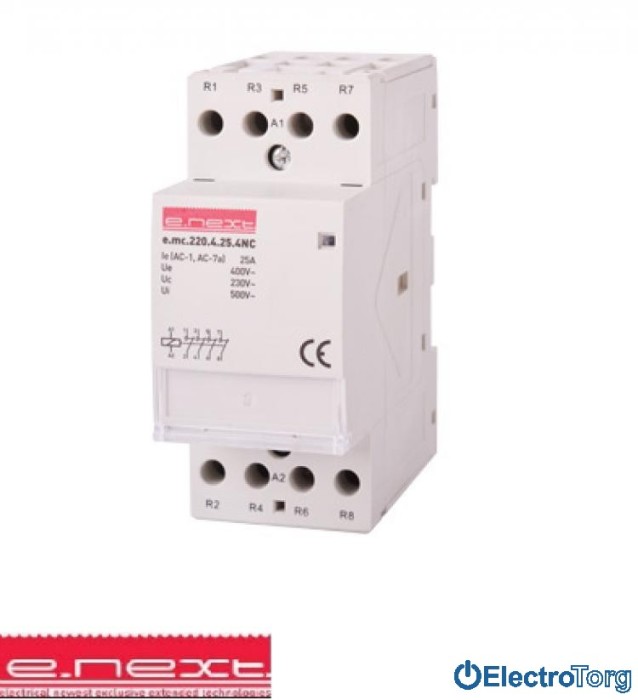 купить купить Модульний контактор e.mc.220.4.25.4NC, 4р, 25А, 4NC, 220В E.NEXT(Енекст)  