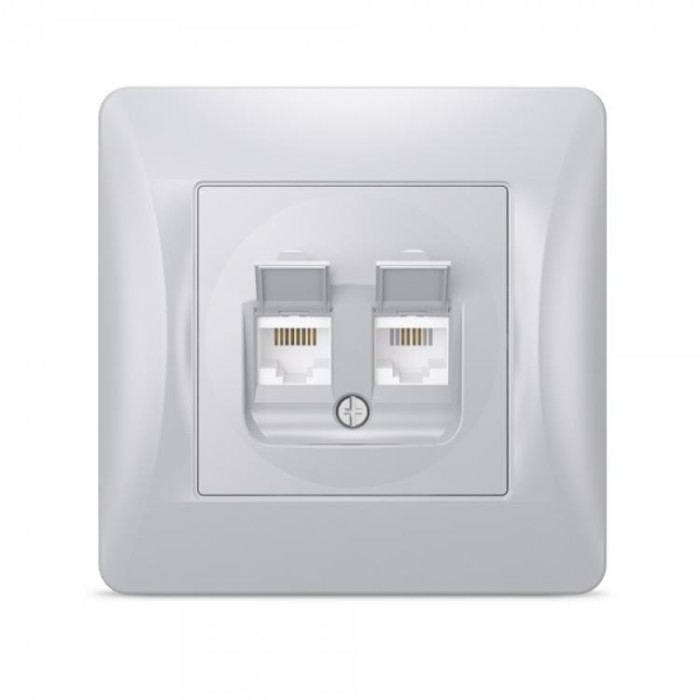 купить купить Розетка CAT6+CAT3 двойная серебряный шелк VIDEX BINERA  