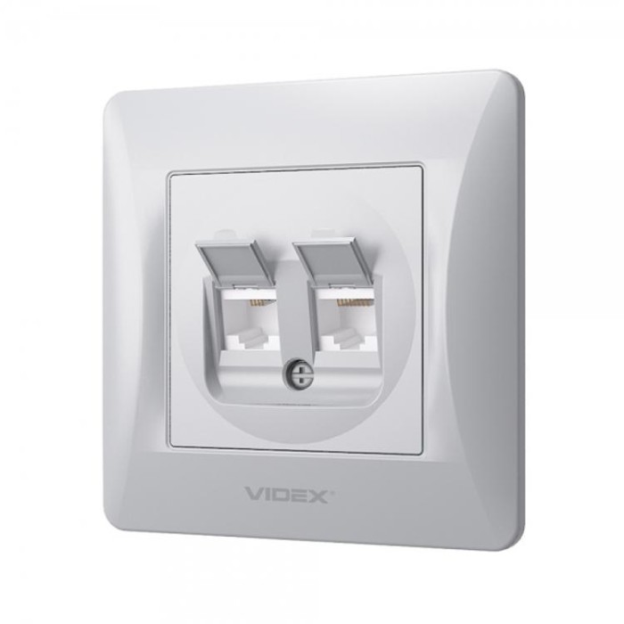 купить купить Розетка CAT6+CAT3 двойная серебряный шелк VIDEX BINERA  