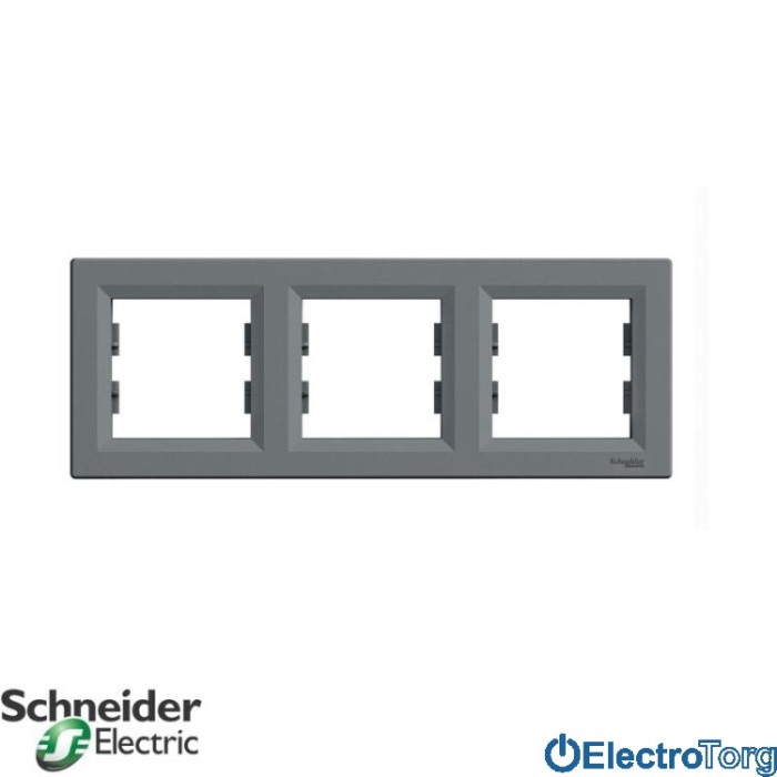 Рамка 3-постовая горизонтальная сталь Asfora Schneider Electric (Шнайдер Электрик)
