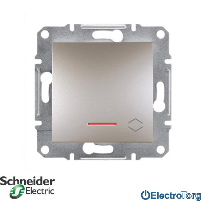 Переключатель одноклавишный с подсветкой бронза Asfora Schneider Electric (Шнайдер Электрик)