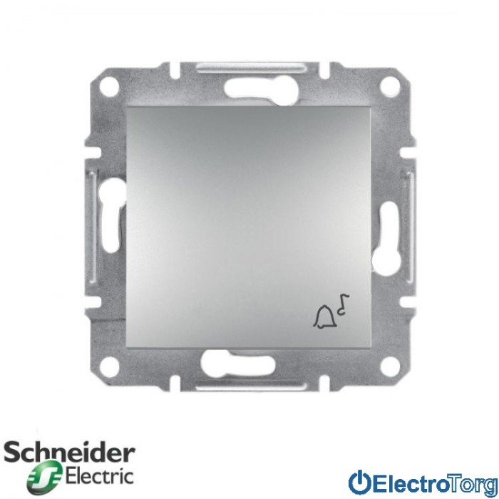Выключатель кнопочный с символом &amp;quot;звонок&amp;quot; алюминий Asfora Schneider Electric (Шнайдер Электрик)