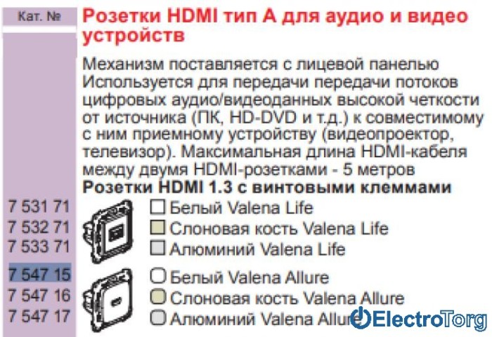 купить купить Механизм розетки HDMI для передачи аудио/видеосигнала белый Valena ALLURE Legrand  