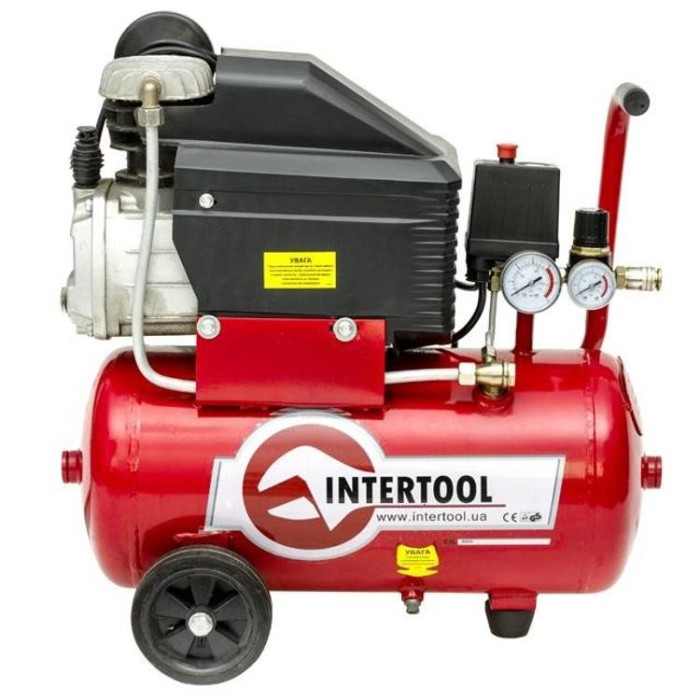 купить купить Компрессор 24 л, 1.5 кВт, 220 В, 8 атм, 206 л/мин INTERTOOL PT-0010  