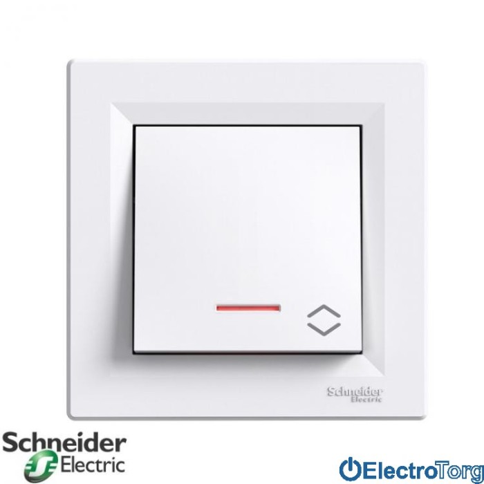 Выключатель одноклавишный проходной с подсветкой белый Asfora Schneider Electric (Шнайдер Электрик)