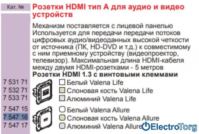 купить купить Механизм розетки HDMI для передачи аудио/видеосигнала слоновая кость Valena ALLURE Legrand  