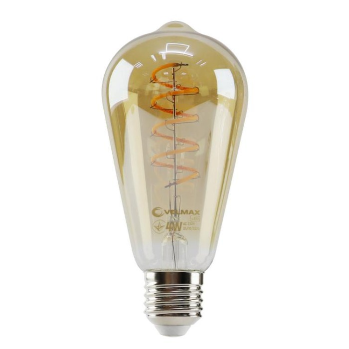 купить купить LED лампа V-Filament-Amber-ST64 спираль V 4W E27 2700K 300Lm VELMAX (Велмакс)  