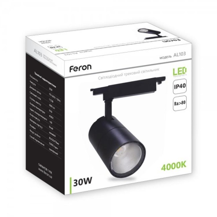 купить купить Трековый светильник Feron AL103 30W 4000К черный  