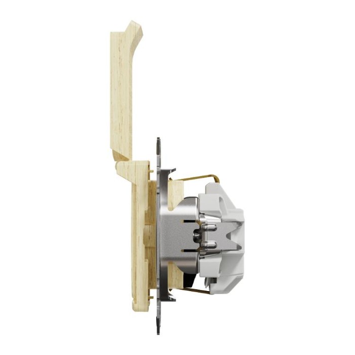 Розетка з заземленням та зі шторками, з кришкою Береза Sedna Elements Schneider Electric