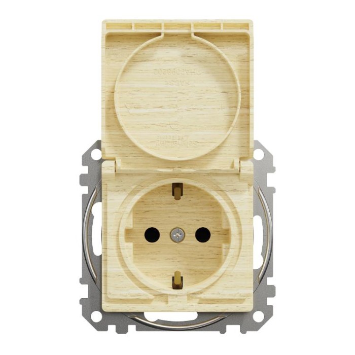Розетка з заземленням та зі шторками, з кришкою Береза Sedna Elements Schneider Electric