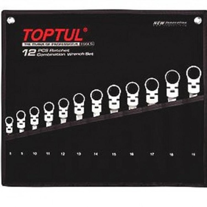 купить купить Набор ключей с трещоткой и шарниром комбинированных TOPTUL 12ед. 8-19мм в чехле GPAQ1204  