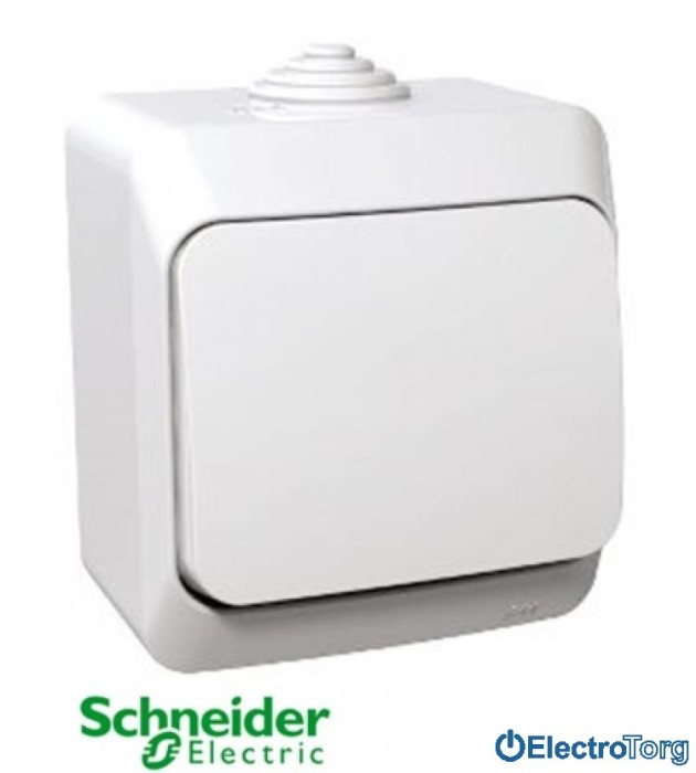 купить купить Выключатель одноклавишный 16А IP44 белый Cedar Plus Schneider Electric (Шнайдер Электрик)  