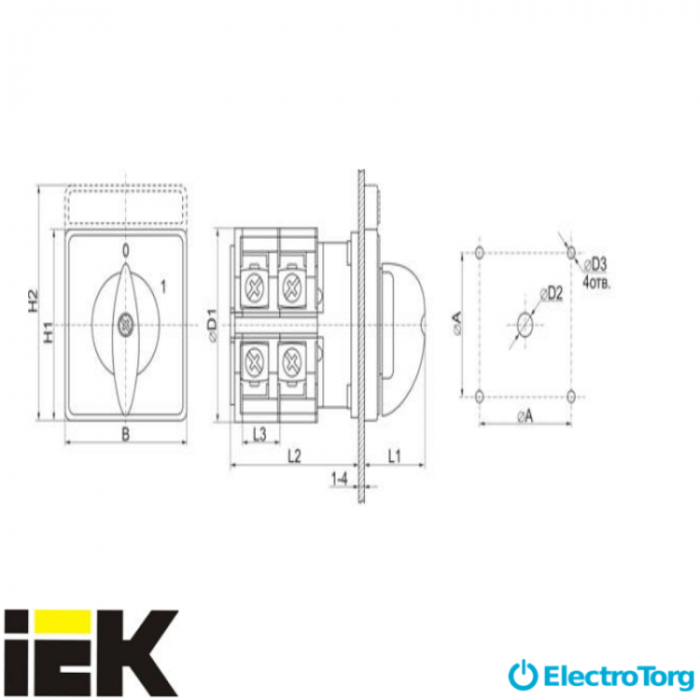 купить купить Переключатель кулачковый ПКП25-63/O 25А "Ic-O-Ia-Ib" 3Р/400B ИЭК  
