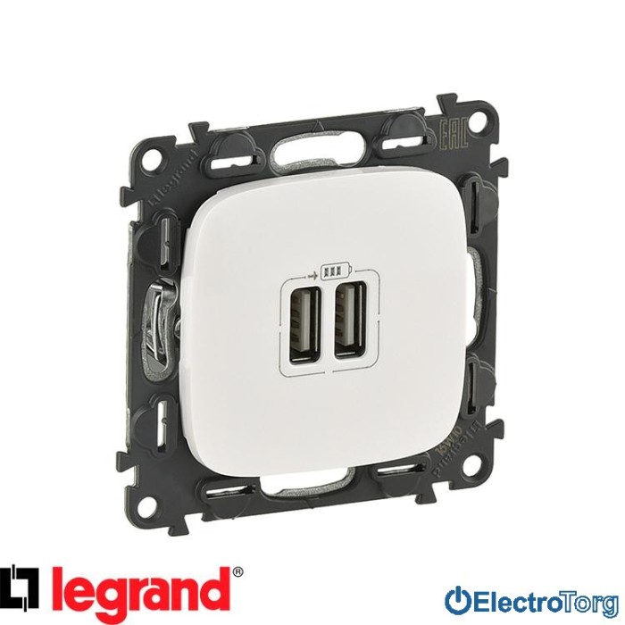 купить купить Механизм розетки USB двойной для зарядки белый Valena ALLURE Legrand  