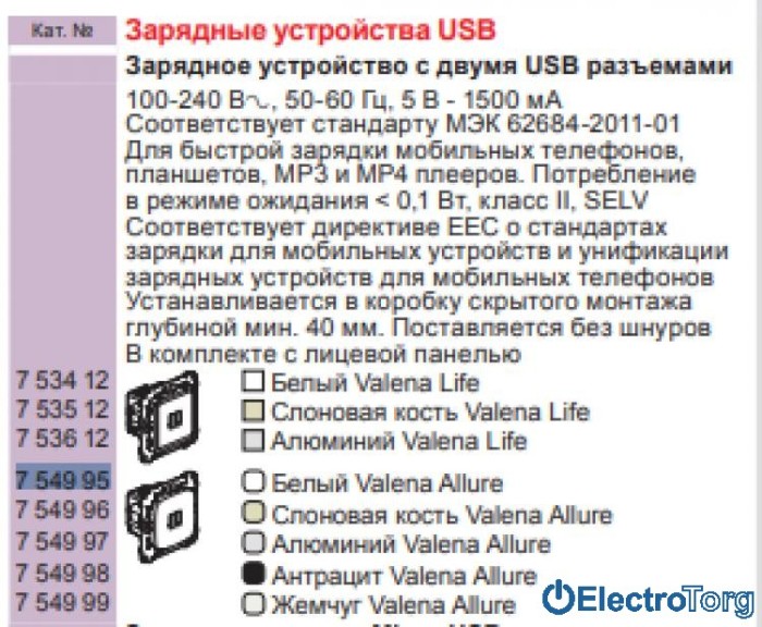 купить купить Механизм розетки USB двойной для зарядки белый Valena ALLURE Legrand  