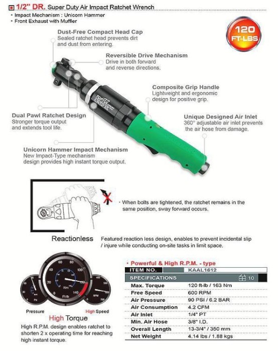купить купить Пневмотрещетка 1/2&quot; TOPTUL 163N/m 600об/мин KAAL1612  