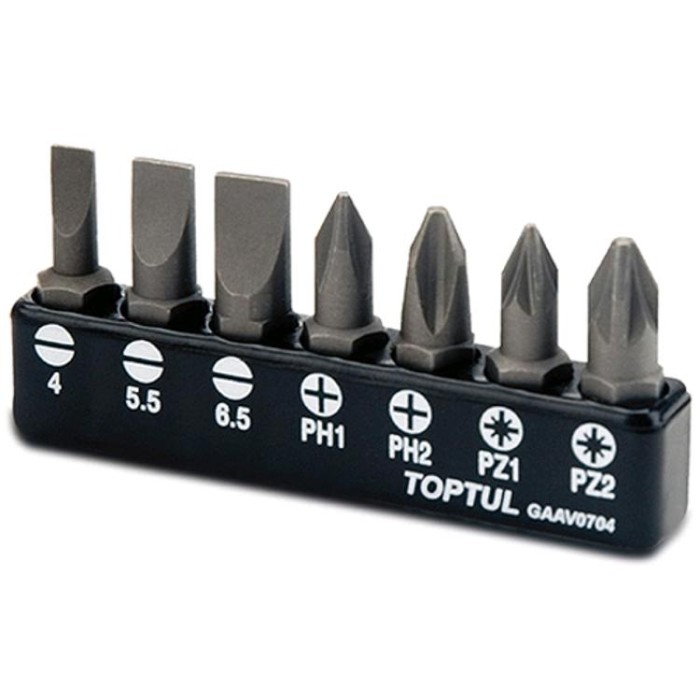 купить купить Набор бит TOPTUL 1/4&quot; 7ед. (SL: 4*0.5, 5.5*1, 6.5*1.2; PH1, PH2; PZ1, PZ2) GAAV0704  