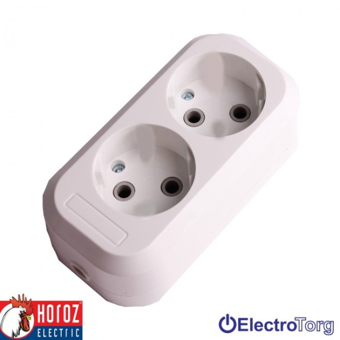 купить купить Колодка двухместная без заземления Horoz Electric  